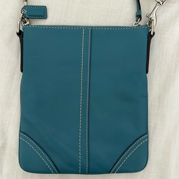 Coach Vintage Y2K Teal Turquoise Blue Leather Crossbody Bag - Picture 2 of 6